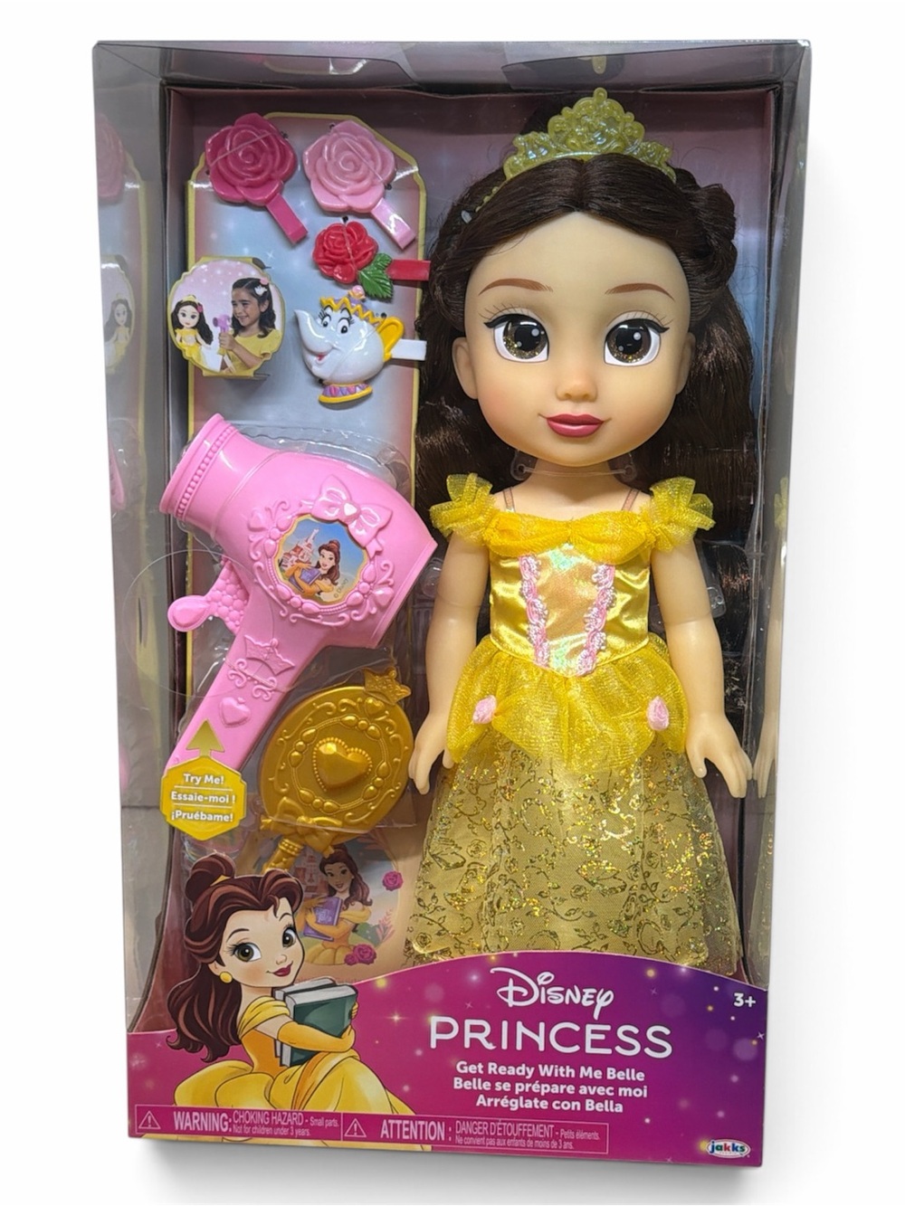 Disney Belle Doll with Pink Styling Brush and Yellow Gown